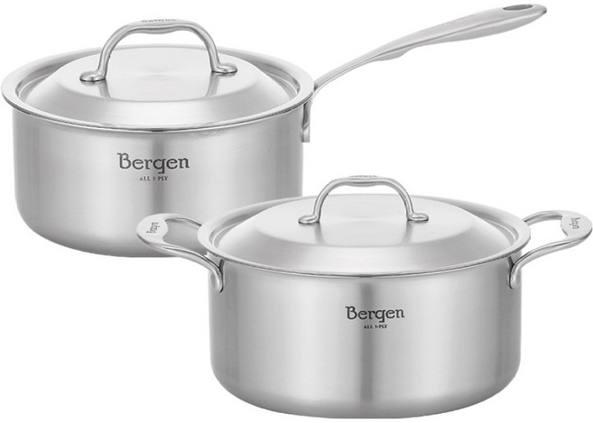 한일스텐레스 인덕션 통5중 베르겐 스텐 양수냄비 20cm + 편수냄비 18cm 세트 2개, 1세트