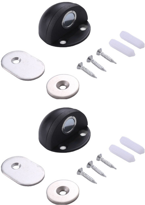 온트리 스텐 자석 도어범퍼, 블랙, 2개