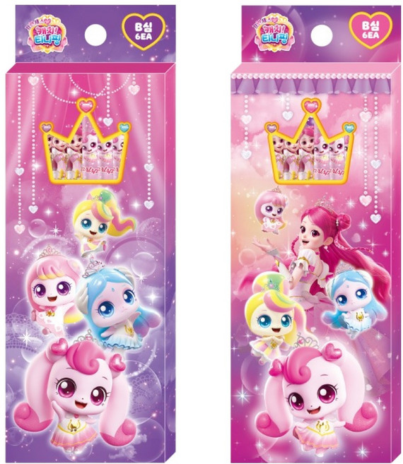 프린세스 캐치티니핑 시즌6 연필 2종 세트 6본 B, 혼합색상, 1세트