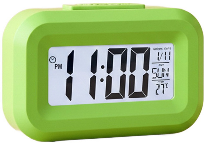 므뮤 스마트 디지털 미니 시끄러운 알람 탁상 시계, 그린