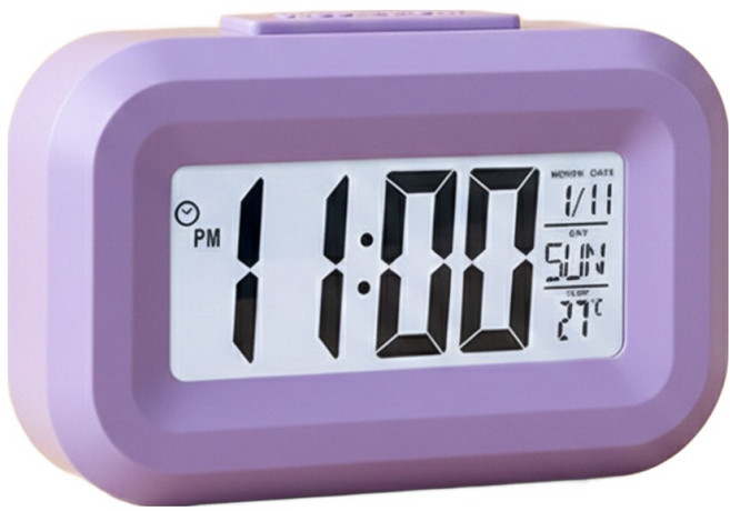 므뮤 스마트 디지털 미니 시끄러운 알람 탁상 시계, 퍼플