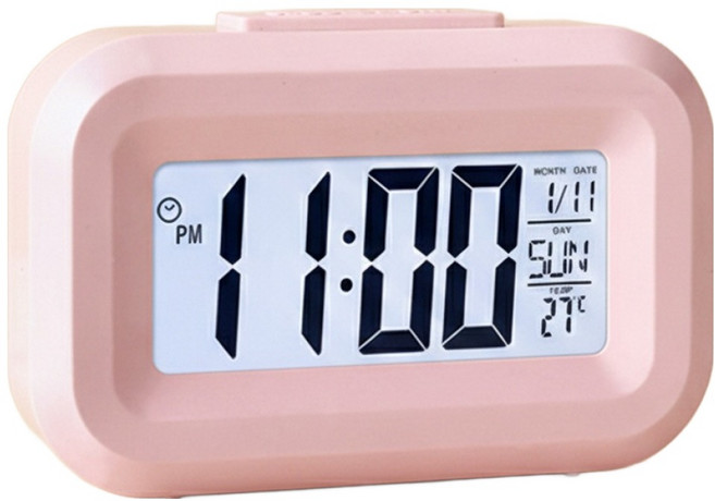 므뮤 스마트 디지털 미니 시끄러운 알람 탁상 시계, 핑크