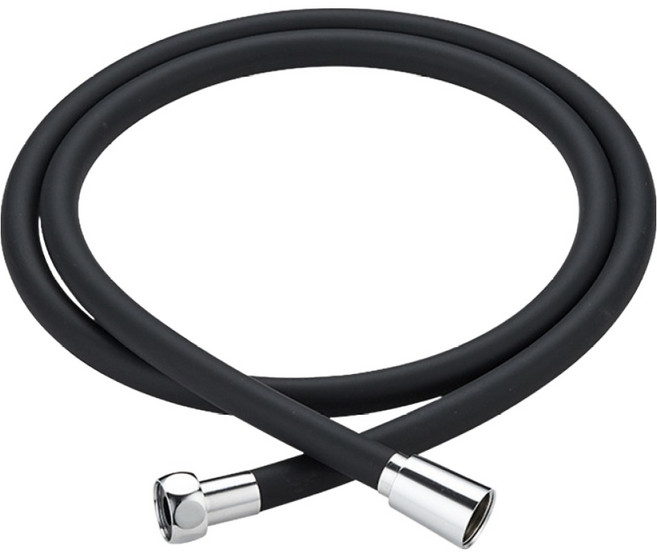 디펜즈만 안꼬이는 튜브형 물때방지 실리콘 샤워호스, 블랙, 1.5m