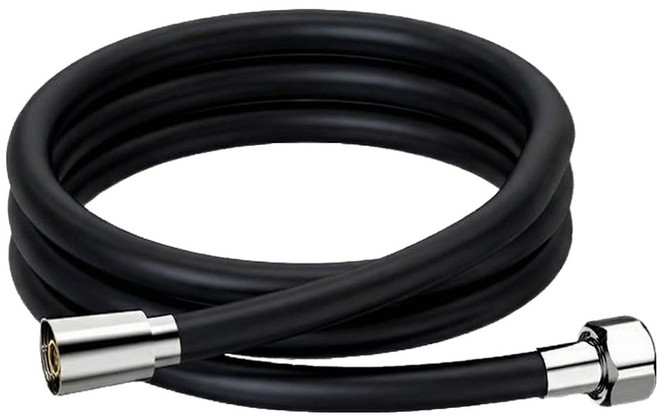 디펜즈만 안꼬이는 튜브형 물때방지 실리콘 샤워호스, 블랙, 2m