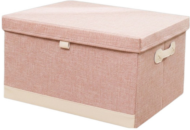 Apnalchangchang 附蓋式布藝收納整理箱, 粉紅色, 1個