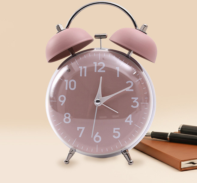 므뮤 듀얼벨 시끄러운 파스텔 자명종 탁상시계, 핑크