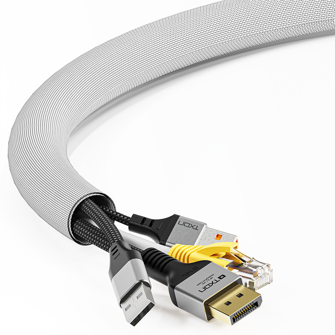 티엑스온 케이블 정리 보호 튜브, 1개, 화이트