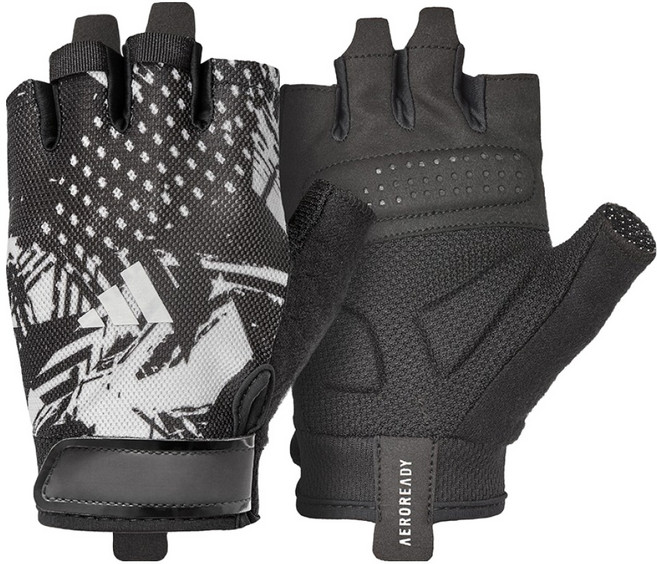 adidas 愛迪達 Fitness-關閉 Essential訓練健身手套 雙手穿戴組, 圖案, 1套