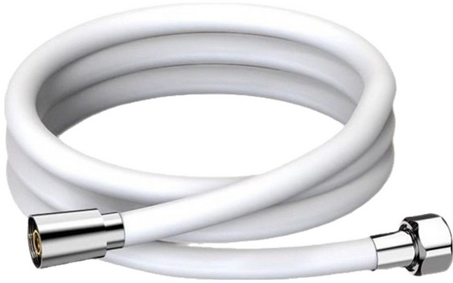 디펜즈만 안꼬이는 튜브형 물때방지 실리콘 샤워호스, 화이트, 2m