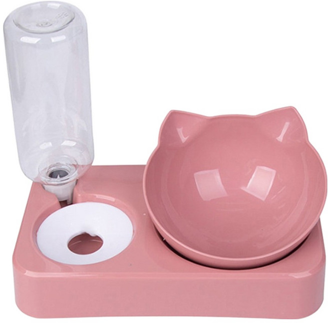 요런개 반려동물 입에 물이 튀지 않는 식기 세트 L, 03 핑크, 1세트