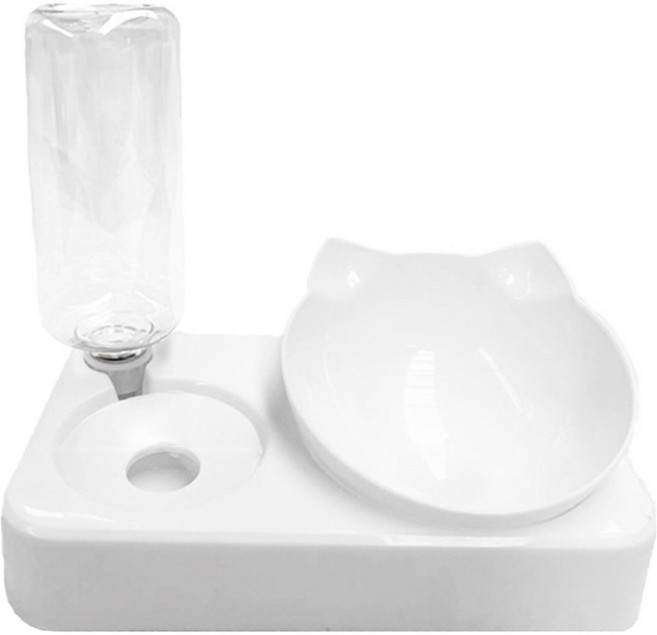 요런개 반려동물 입에 물이 튀지 않는 식기 세트 S, 04 화이트, 1세트