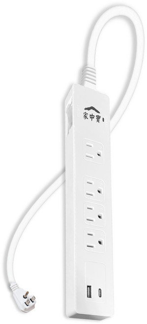 家中寶 防雷擊1開4座USB電源線 HBU33142, 白色, 1個, 1.2m