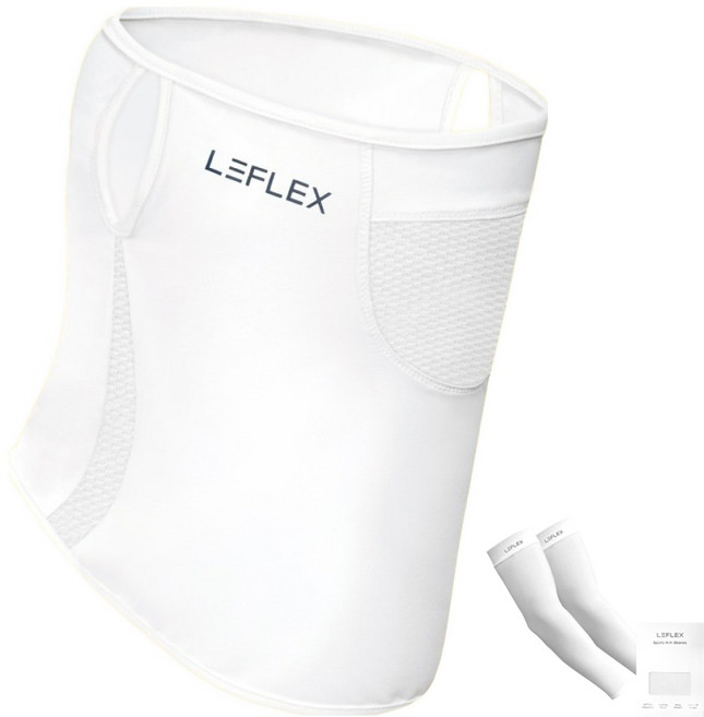 르플렉스 라운드메쉬 마스크 + 무봉제 팔토시 2p 세트, 화이트, 1세트