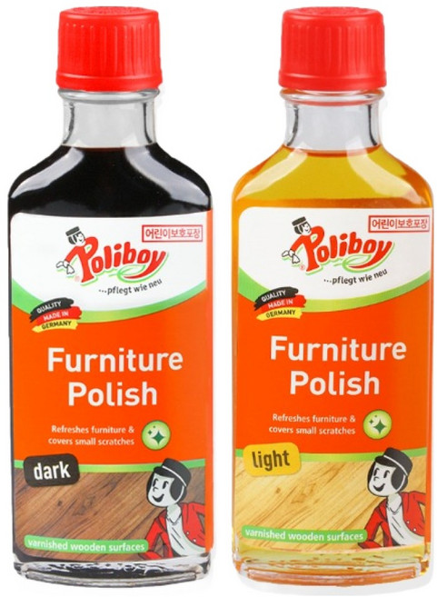 폴리보이 퍼니처 폴리시 가구 광택제 다크 100ml + 라이트 100ml 세트, 1세트