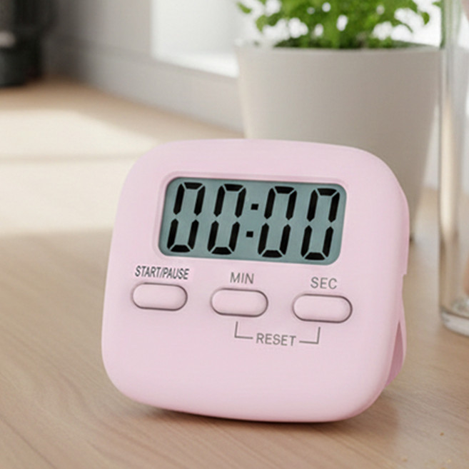 므뮤 무소음 디지털 알람 타이머 탁상시계, 핑크