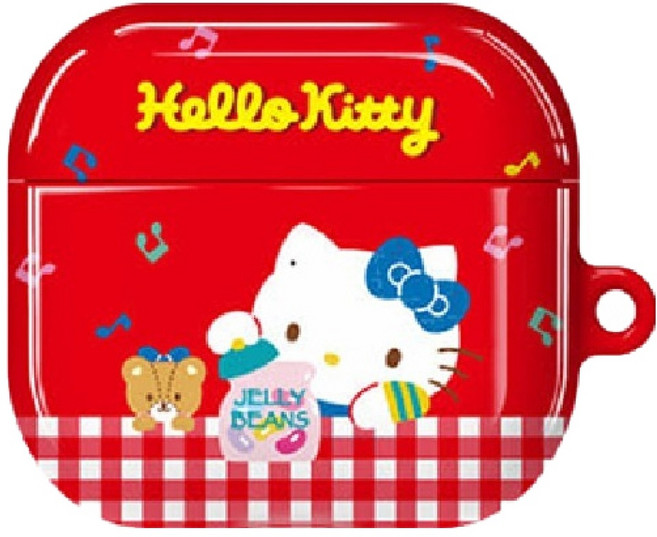 헬로키티 스윗 에어팟 유광 하드 케이스 에어팟 4세대, 레드, 1개