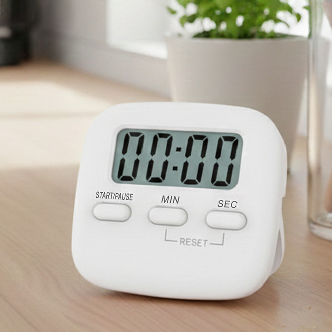 므뮤 무소음 LED 알람 공부 타이머 탁상시계, 화이트