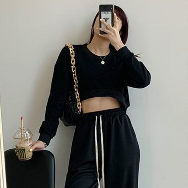 카일라 오버핏탑 크롭 맨투맨