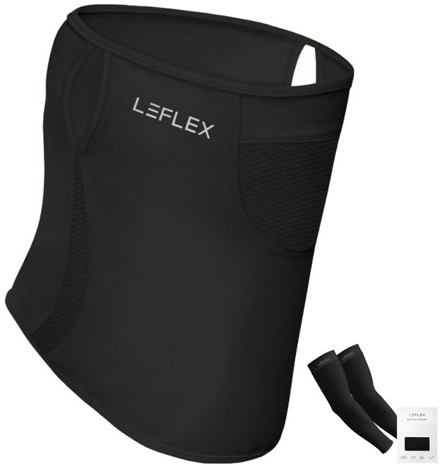르플렉스 라운드메쉬 마스크 + 무봉제 팔토시 2p 세트, 블랙, 1세트