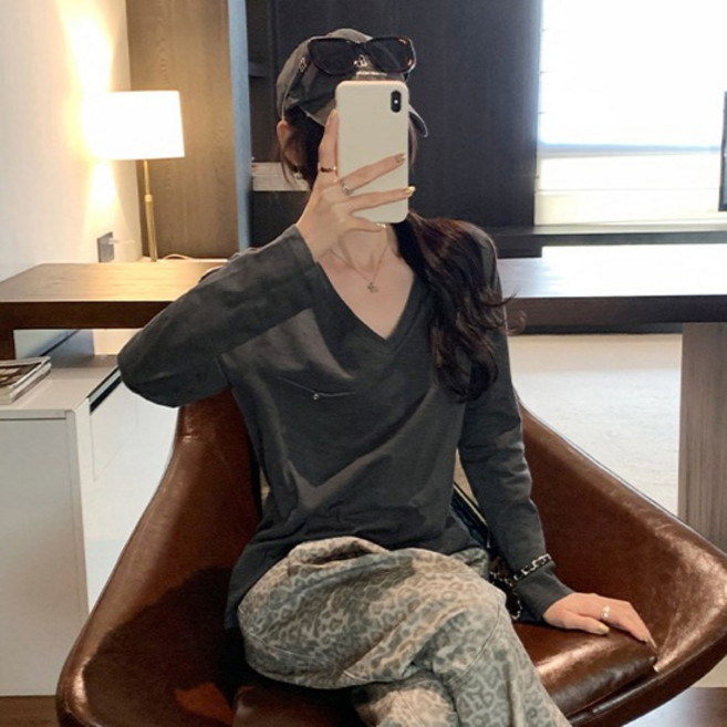 어썸풀 여성용 체이우드 브이넥 긴팔 티 A26SPT012328