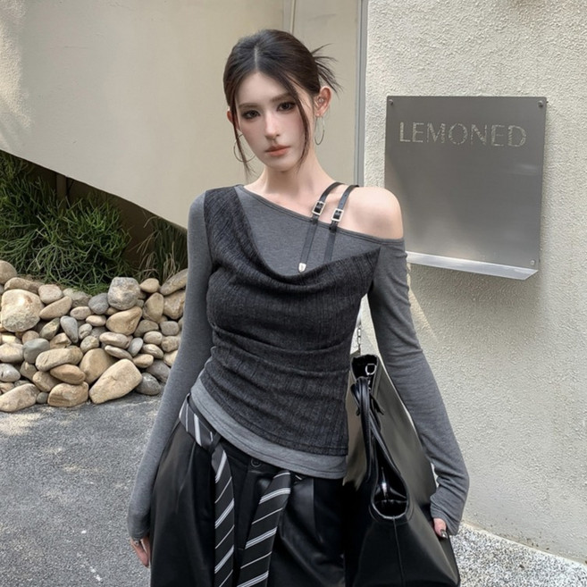 루나걸 여성용 로미레인 레이어드 오프숄더 티 L26SPT012711