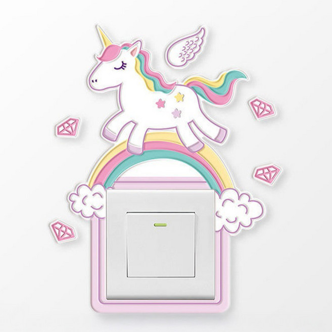 쏙쏙채움 스위치 소켓 장식커버 3d 벽스티커 유니콘 E, 혼합색상