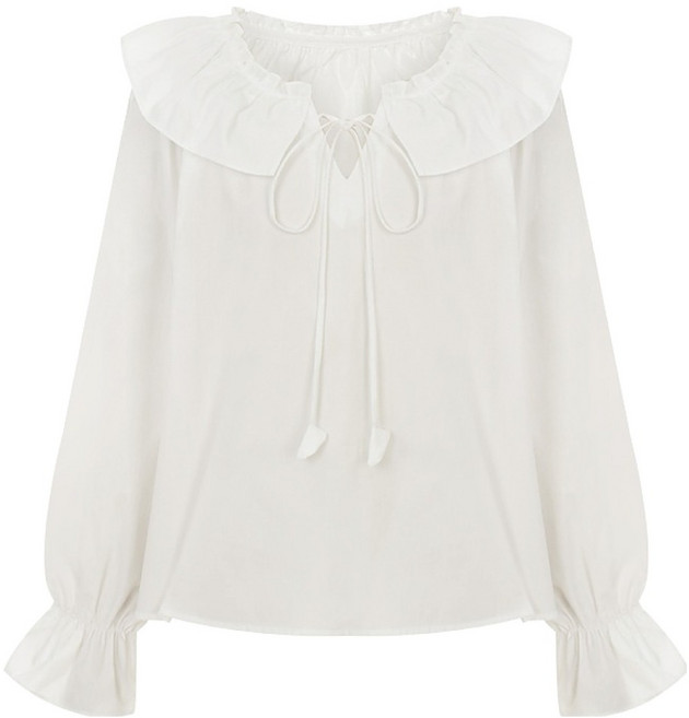 티뷰 러플 카라 퍼프 블라우스 V6A-CBL011