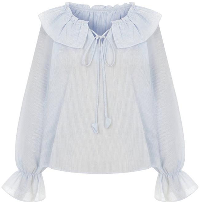 티뷰 러플 카라 퍼프 블라우스 V6A-CBL011