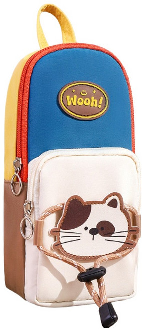 아트조이 입체캐릭터 백팩 세로 대용량 다용도 멀티 필통, 내친구 고양이 블루, 1개