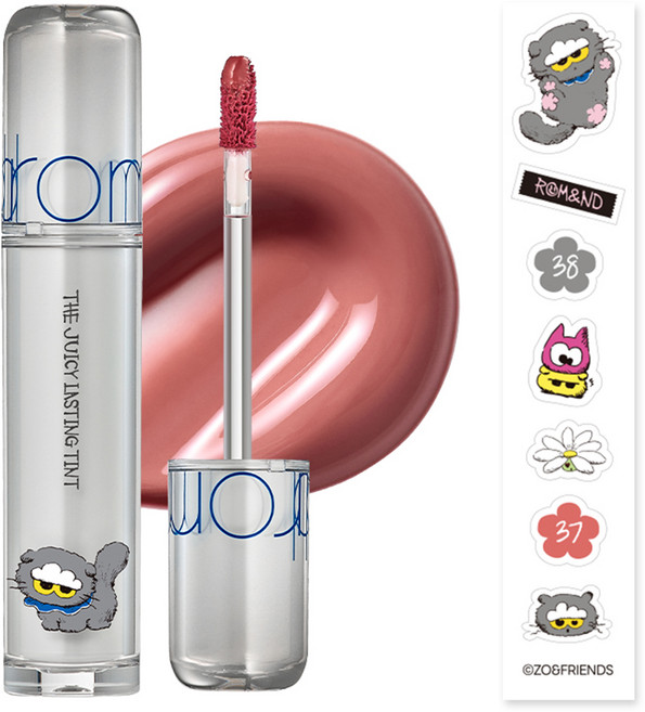 rom&nd 台灣公司貨 果汁唇釉2.0 含貼紙 ZO&FRIENDS聯名款, 37 熱帶雛菊, 1個