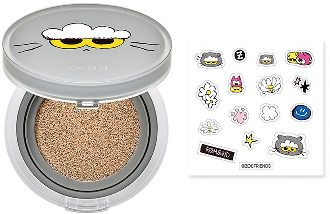 rom&nd 台灣公司貨 柔焦氣墊 ZO&FRIENDS聯名款 含貼紙 SPF24 PA++, 04 米色 23, 1個