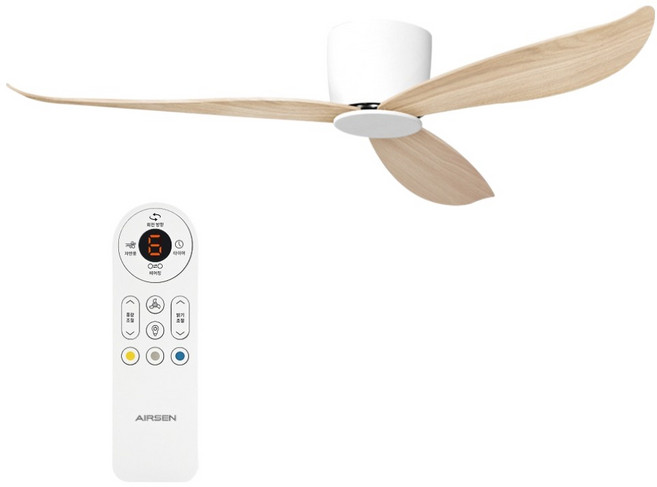 에어센 젠트 실링팬 DC 모터 저소음 천장형 선풍기 132cm + 리모컨 세트, 우드