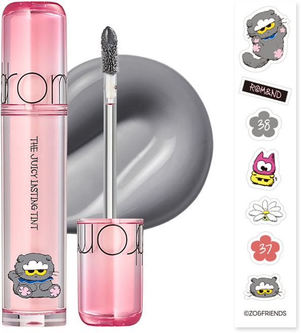 rom&nd 台灣公司貨 果汁唇釉2.0 含貼紙 ZO&FRIENDS聯名款, 38 灰霧莓莓, 1個