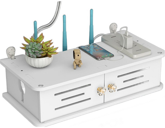 다온 정돈된 편의성 높은 안정적인 셋톱박스 브라켓 화이트 B 300 x 220 x 110 mm, 1개