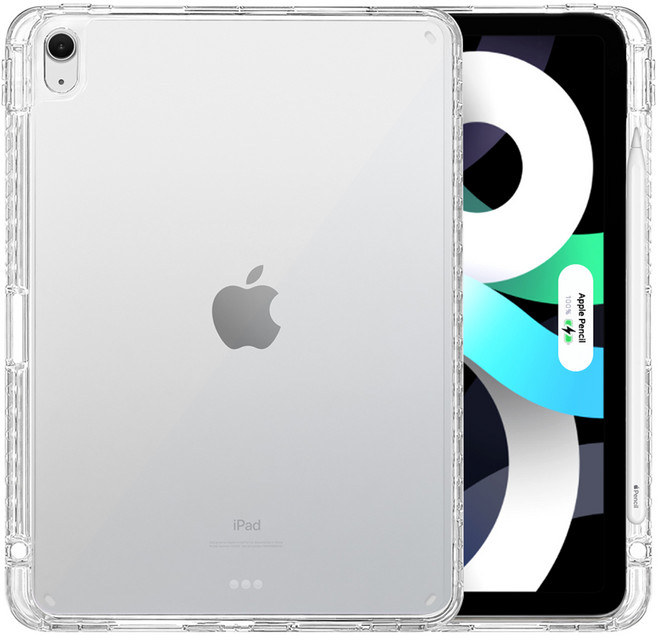 더조은셀러 아이패드 애플펜슬 펜수납 동시충전 하이브리드 케이스, 투명, 1개