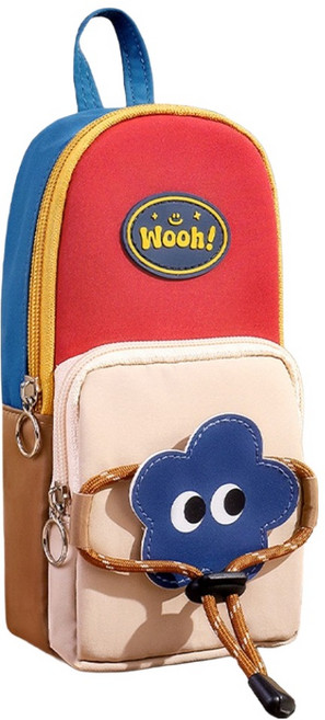 아트조이 입체캐릭터 백팩 세로 대용량 다용도 멀티 필통, 오늘도 기분 맑음 레드, 1개