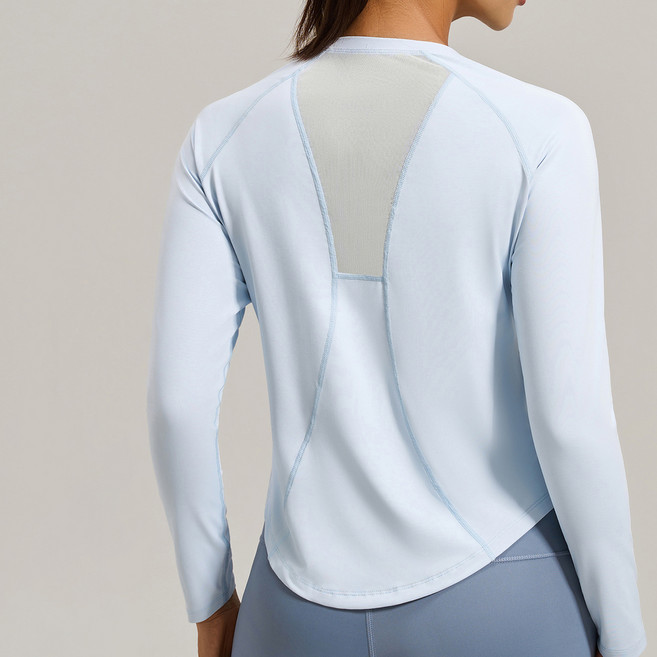 디멜디 여성용 통기성 메쉬 스포츠 긴팔티셔츠