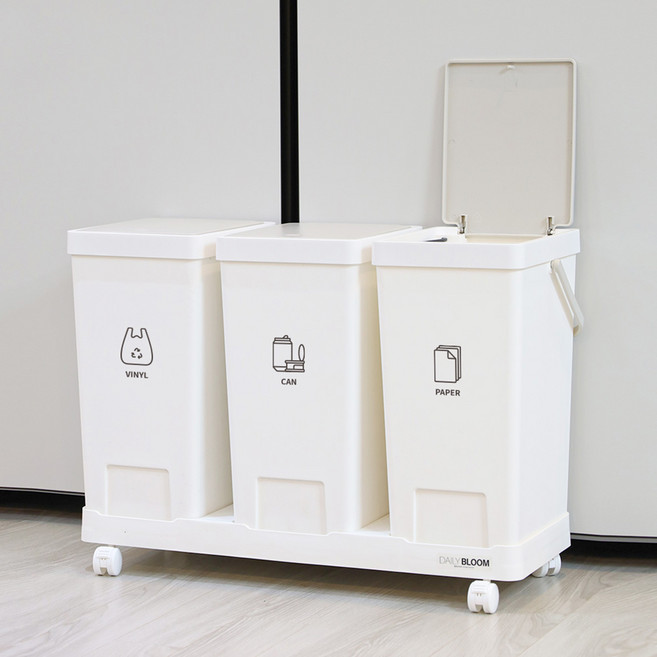 데일리블룸 원터치 분리수거함 3P, white