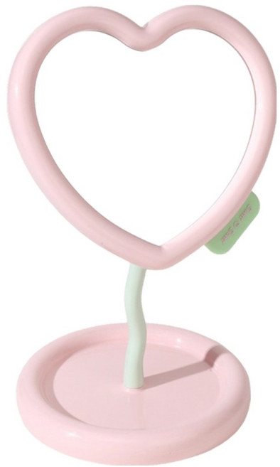 더플로우커머스 모드플러스 소녀감성 러블리 하트 탁상 거울, 핑크