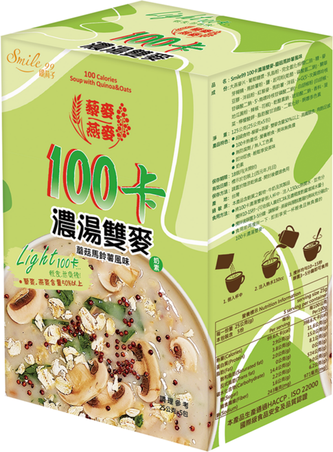 Smile 99 纖莉子 100卡濃湯雙麥 蘑菇馬鈴薯風味, 125g, 1個