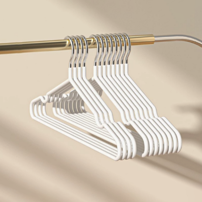 므뮤 미끄럼방지 어깨 뿔 방지 논슬립 옷걸이, 크림, 10개