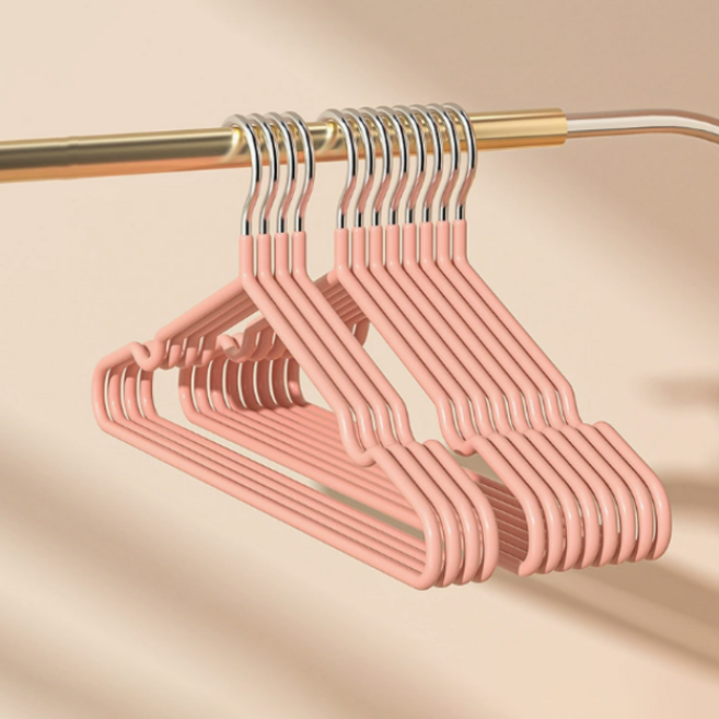 므뮤 미끄럼방지 어깨 뿔 방지 논슬립 옷걸이, 피치 핑크, 10개