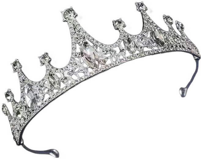 문구담 파티 브라이덜 촬영 큐빅 티아라 왕관 03, 실버 008, 1개