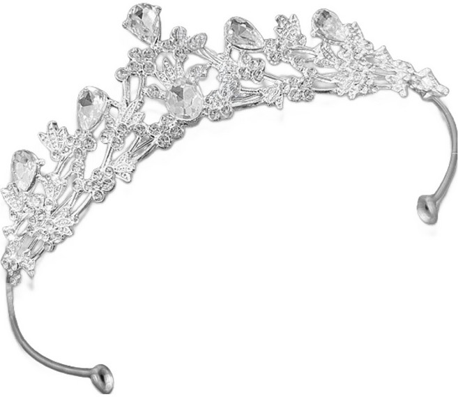 문구담 파티 브라이덜 촬영 큐빅 티아라 왕관 11, 실버 026, 1개