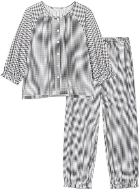 JAJU 여성용 피치스킨 9부 파자마 세트