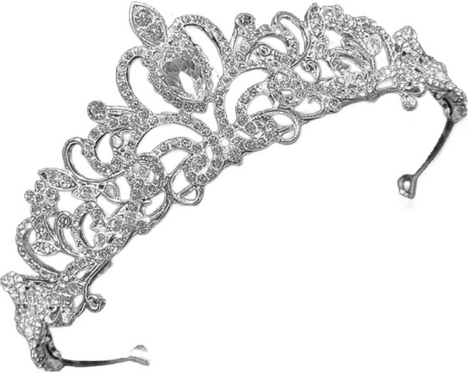문구담 파티 브라이덜 촬영 큐빅 티아라 왕관 04, 실버 011, 1개