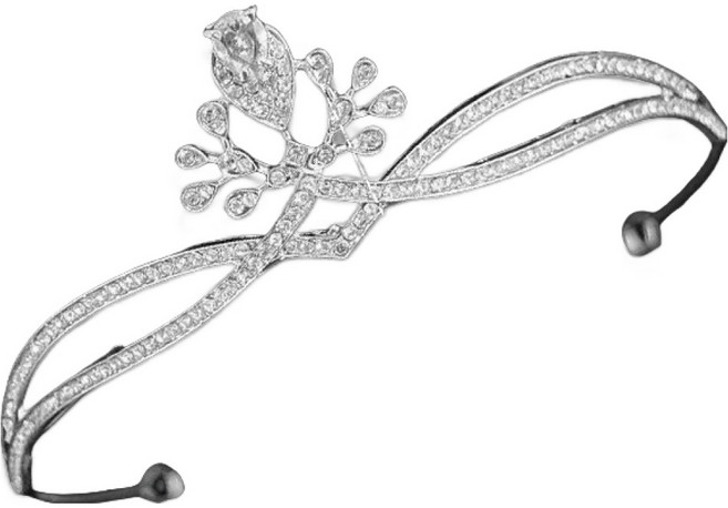 문구담 파티 브라이덜 촬영 큐빅 티아라 왕관 09, 실버 024, 1개