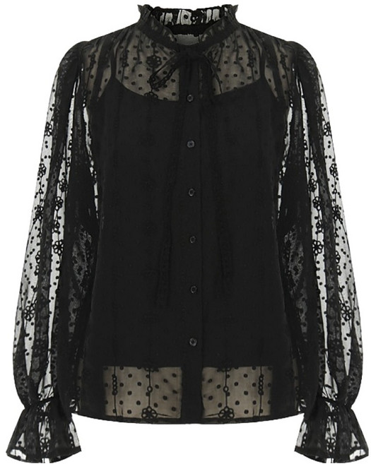 샐리 여성용 시스루 자수 스트링 블라우스 슬리브리스 I6A-CSE005