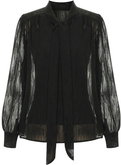 티뷰 여성용 시스루 타이 블라우스 나시 V6A-CSE007