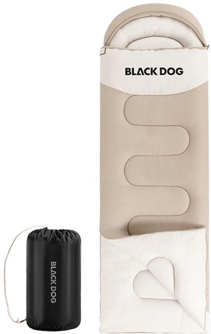 BLACK DOG 黑狗 木乃伊型四季折疊式露營睡袋 1.3kg BD354, 米色, 1個